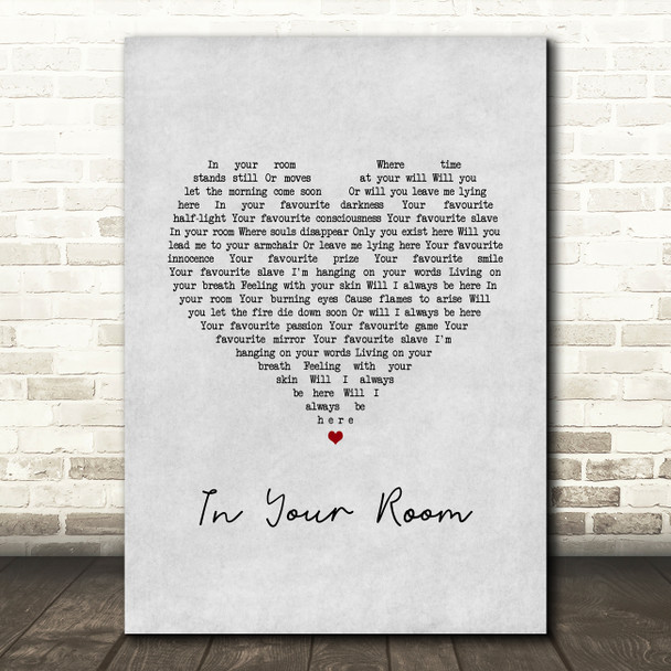 Depeche Mode In Your Room Grey Heart Song Lyric Wall Art Print