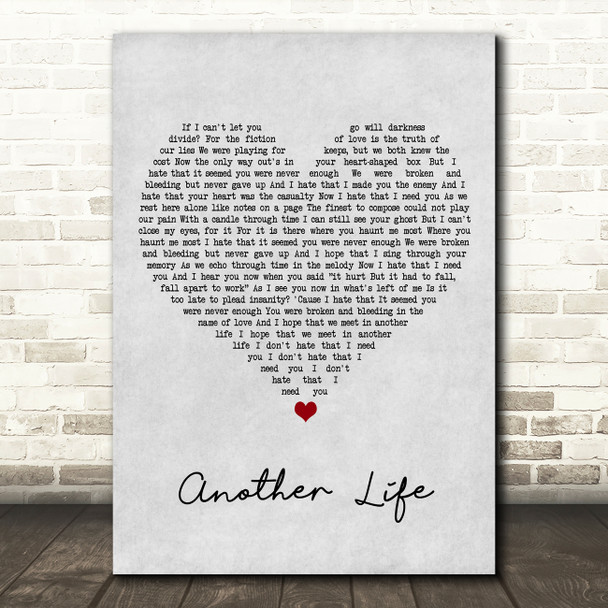 Motionless In White Another Life Grey Heart Song Lyric Wall Art Print