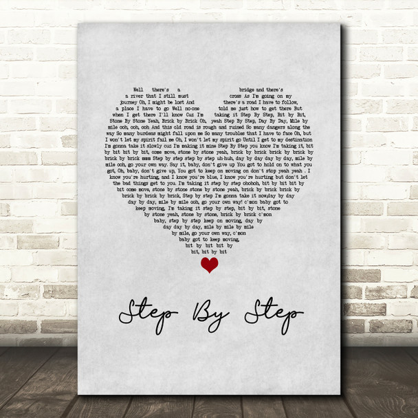 Whitney Houston Step By Step Grey Heart Song Lyric Wall Art Print