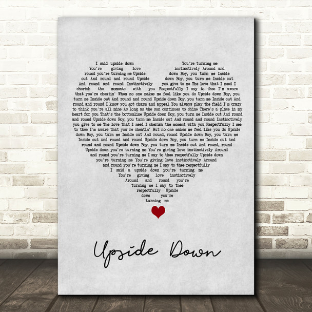 Diana Ross Upside Down Grey Heart Song Lyric Wall Art Print