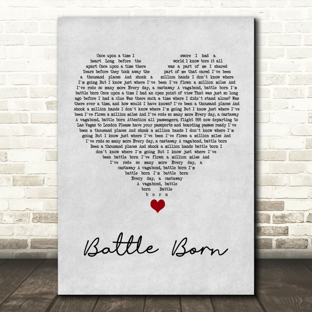 Five Finger Death Punch Battle Born Grey Heart Song Lyric Wall Art Print