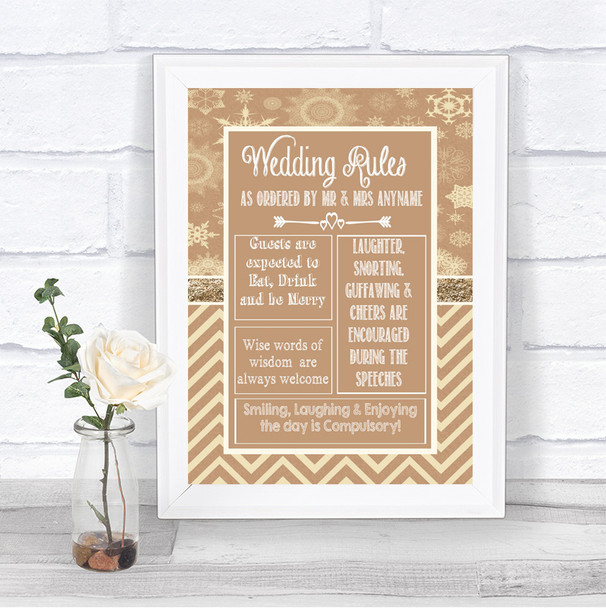 Brown Winter Rules Of The Wedding Personalized Wedding Sign