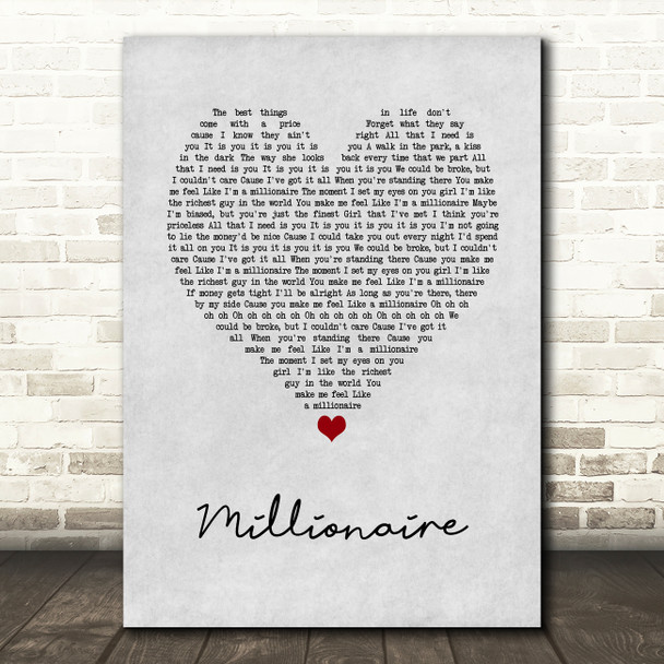 Scouting For Girls Millionaire Grey Heart Song Lyric Wall Art Print