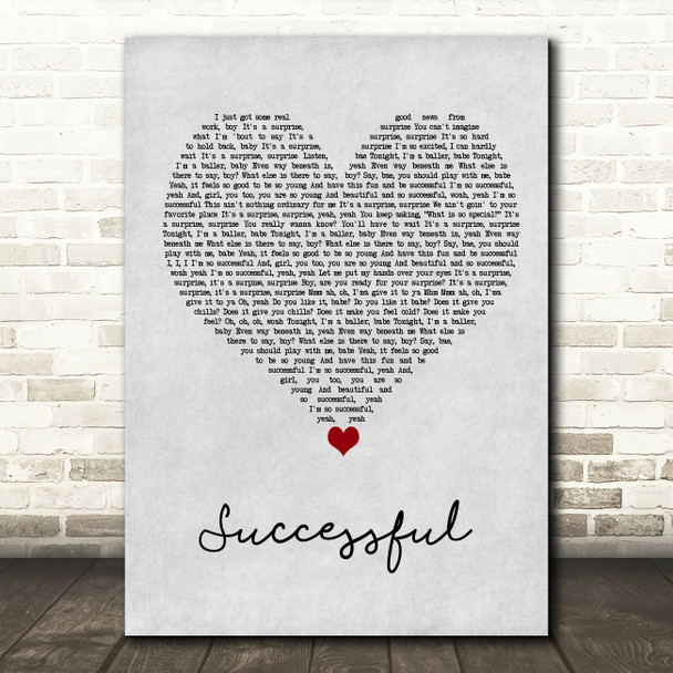 Ariana Grande Successful Grey Heart Song Lyric Wall Art Print