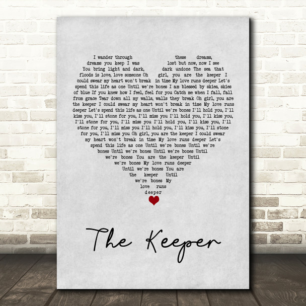 Blossoms The Keeper Grey Heart Song Lyric Wall Art Print