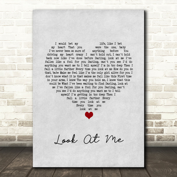 Carrie Underwood Look At Me Grey Heart Song Lyric Wall Art Print