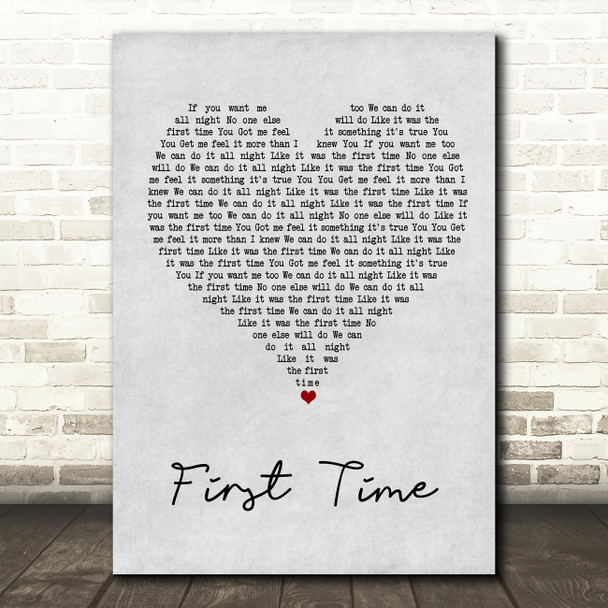 M-22 First Time Grey Heart Song Lyric Wall Art Print