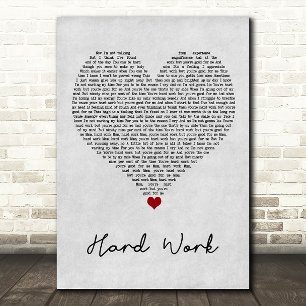 Ella Henderson Hard Work Grey Heart Song Lyric Wall Art Print