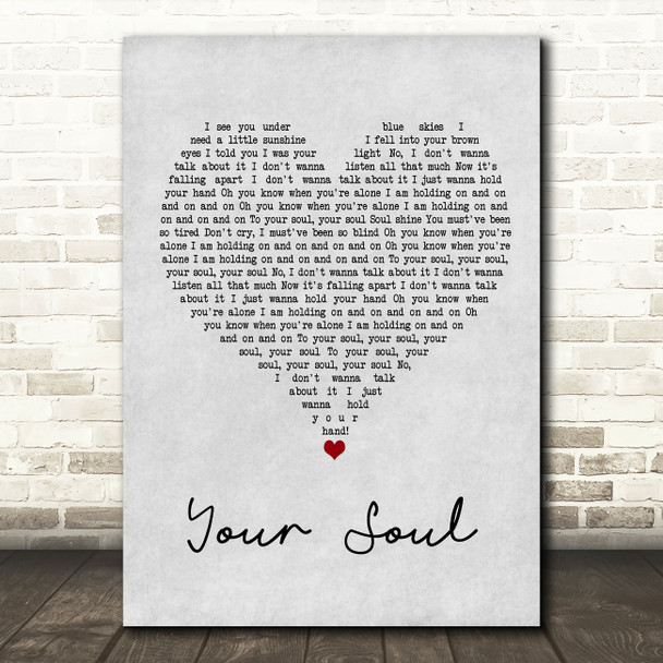 Rhodes Your Soul Grey Heart Song Lyric Wall Art Print