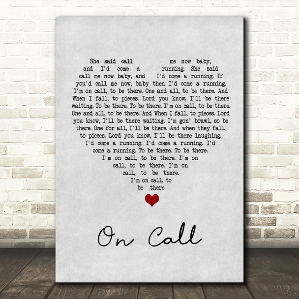 Kings Of Leon On Call Grey Heart Song Lyric Wall Art Print