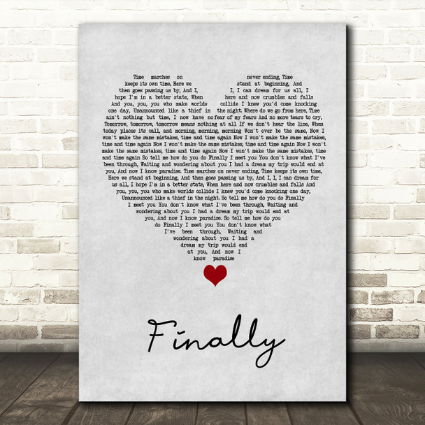 Kings of Tomorrow Finally Grey Heart Song Lyric Wall Art Print