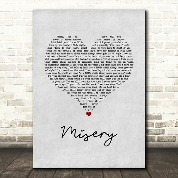 Creeper Misery Grey Heart Song Lyric Wall Art Print