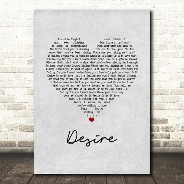 Years & Years Desire Grey Heart Song Lyric Wall Art Print