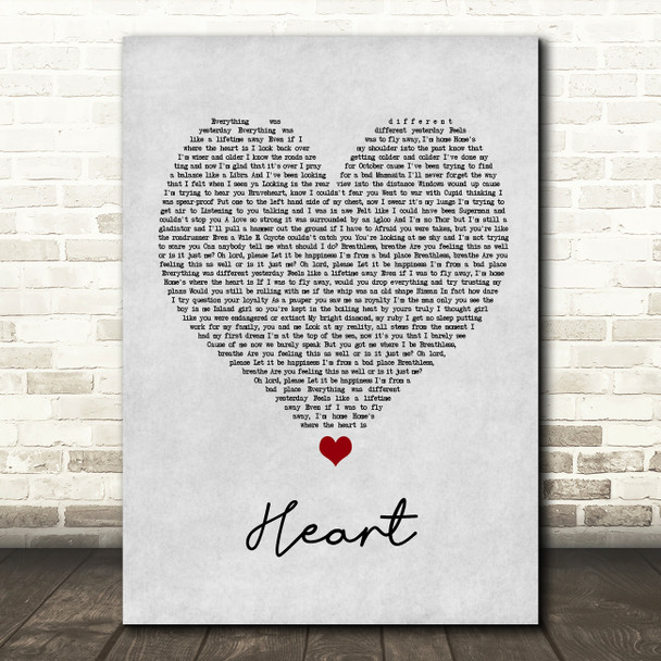 Bugzy Malone Heart Grey Heart Song Lyric Wall Art Print