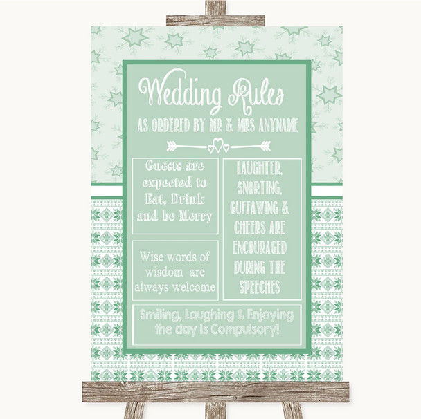 Winter Green Rules Of The Wedding Personalized Wedding Sign