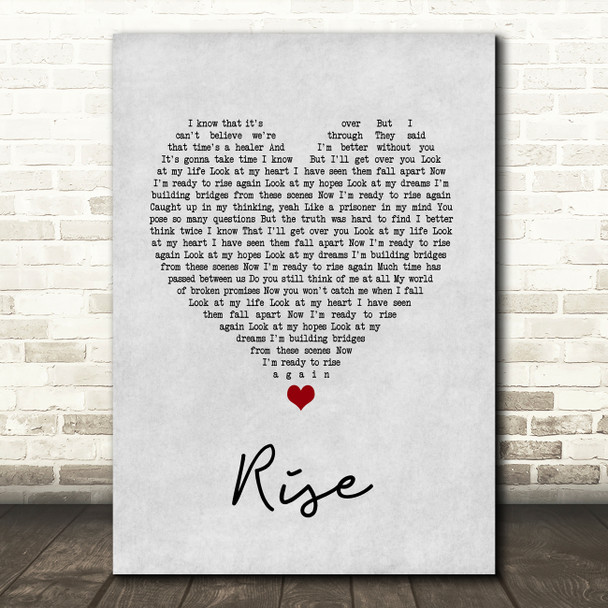 Gabrielle Rise Grey Heart Song Lyric Wall Art Print