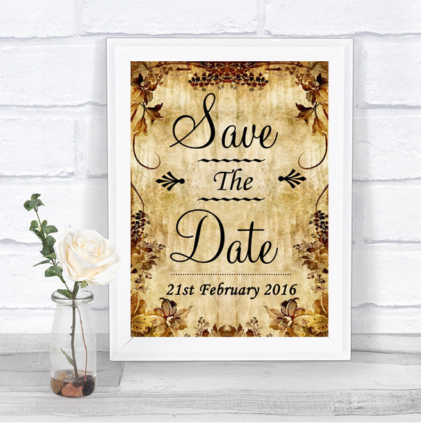 Autumn Vintage Save The Date Personalized Wedding Sign
