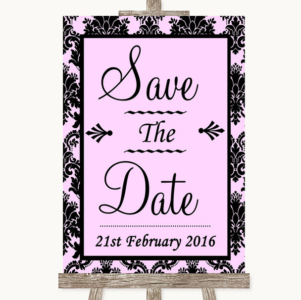 Baby Pink Damask Save The Date Personalized Wedding Sign