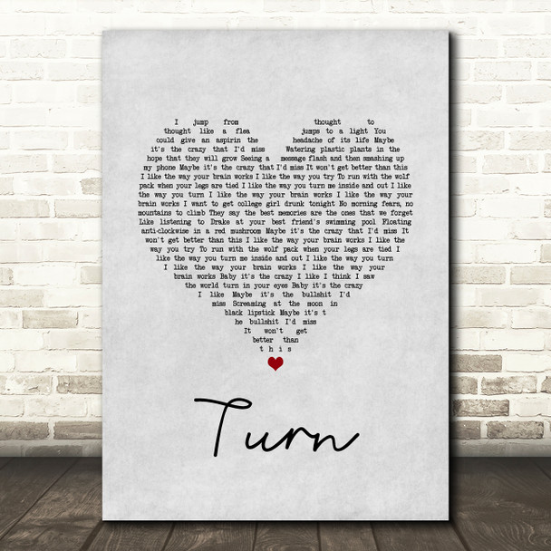 The Wombats Turn Grey Heart Song Lyric Wall Art Print