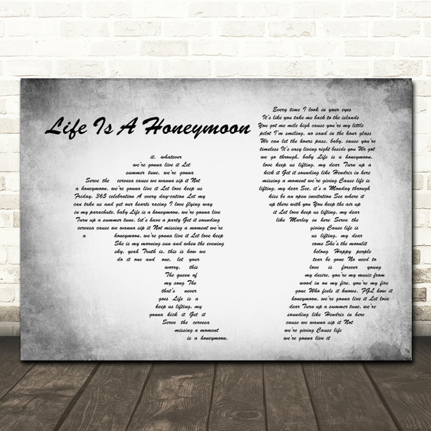 Florida Georgia Line Life Is A Honeymoon Man Lady Couple Grey Song Lyric Wall Art Print