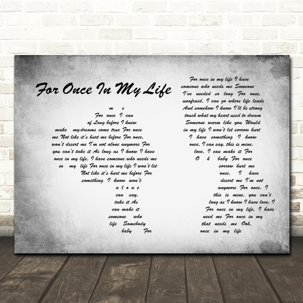Stevie Wonder For Once In My Life Man Lady Couple Grey Song Lyric Wall Art Print