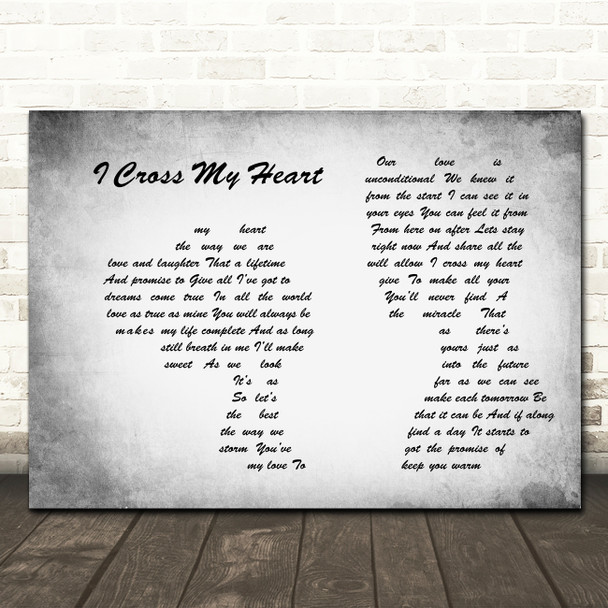 George Strait I Cross My Heart Man Lady Couple Grey Song Lyric Wall Art Print