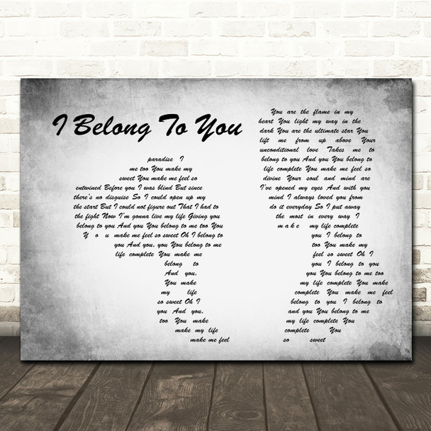 Lenny Kravitz I Belong To You Man Lady Couple Grey Song Lyric Wall Art Print