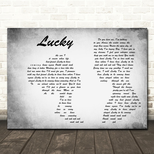 Jason Mraz Lucky Man Lady Couple Grey Song Lyric Wall Art Print