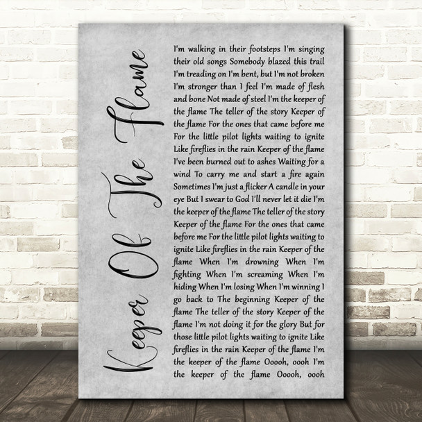 Miranda Lambert Keeper Of The Flame Grey Rustic Script Song Lyric Wall Art Print