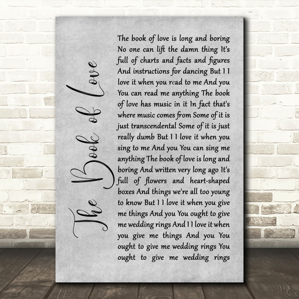 Peter Gabriel The Book of Love Grey Rustic Script Song Lyric Wall Art Print