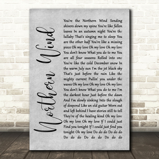 City And Colour Northern Wind Grey Rustic Script Song Lyric Wall Art Print
