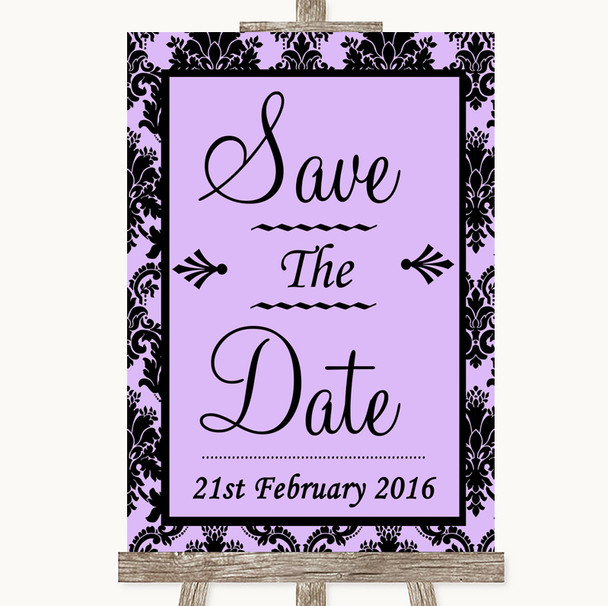 Lilac Damask Save The Date Personalized Wedding Sign