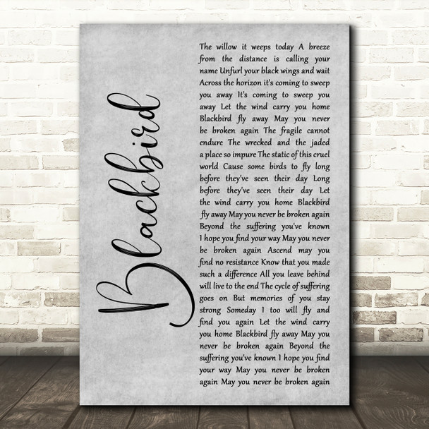 Alter Bridge Blackbird Grey Rustic Script Song Lyric Wall Art Print