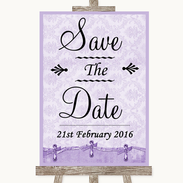 Lilac Shabby Chic Save The Date Personalized Wedding Sign