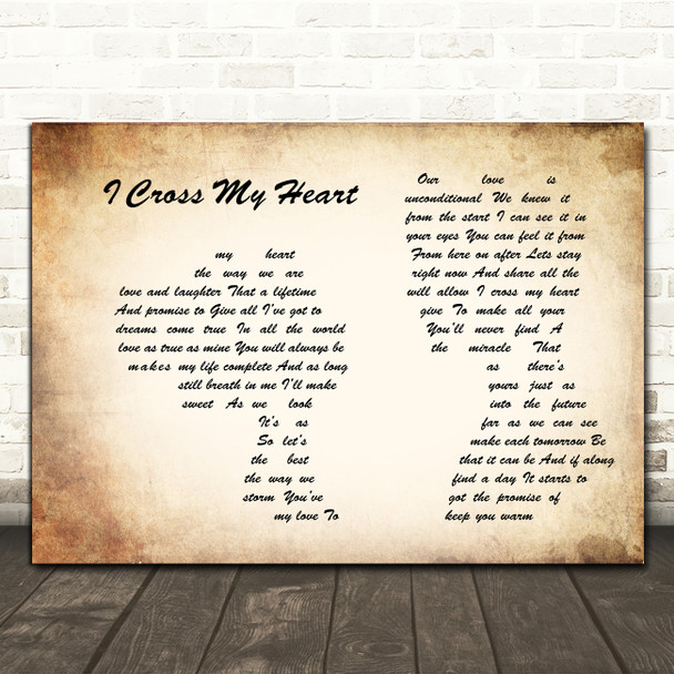 George Strait I Cross My Heart Man Lady Couple Song Lyric Wall Art Print