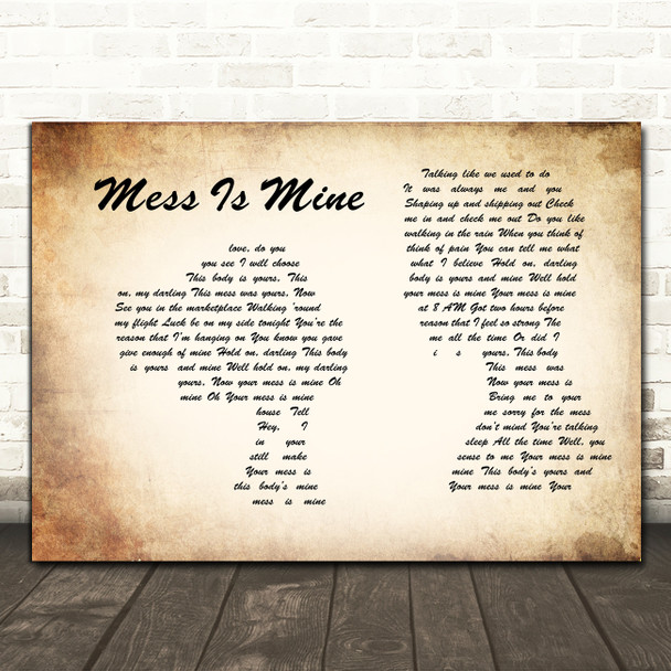 Vance Joy Mess Is Mine Man Lady Couple Song Lyric Wall Art Print