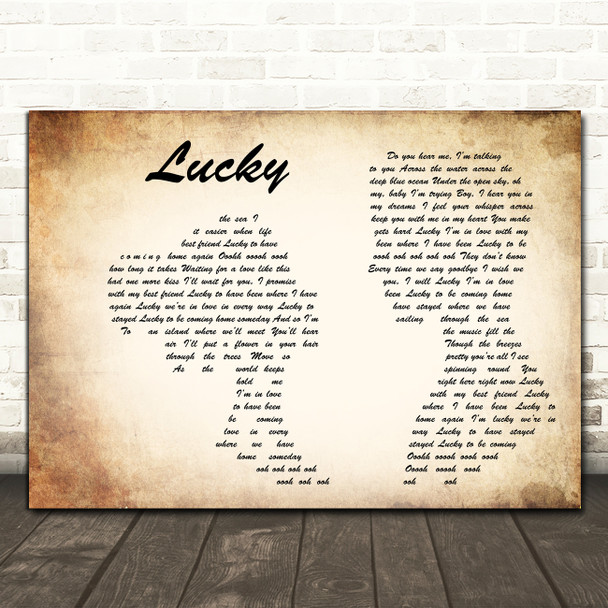 Jason Mraz Lucky Man Lady Couple Song Lyric Wall Art Print