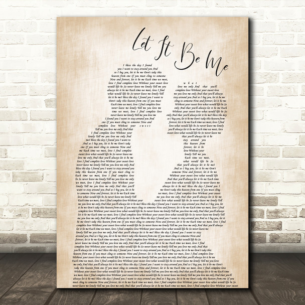 The Everly Brothers Let It Be Me Man Lady Bride Groom Wedding Song Lyric Wall Art Print