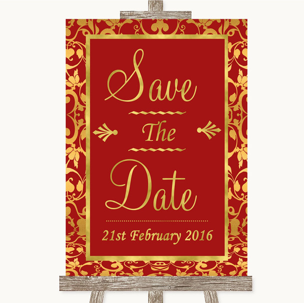Red & Gold Save The Date Personalized Wedding Sign