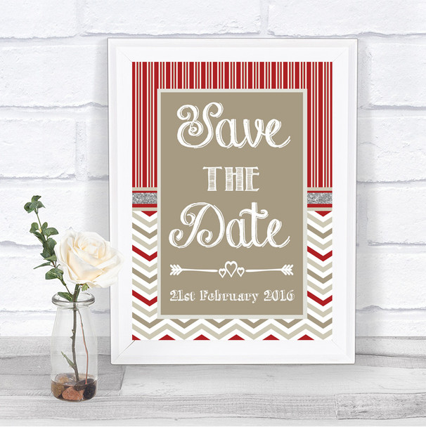 Red & Grey Winter Save The Date Personalized Wedding Sign