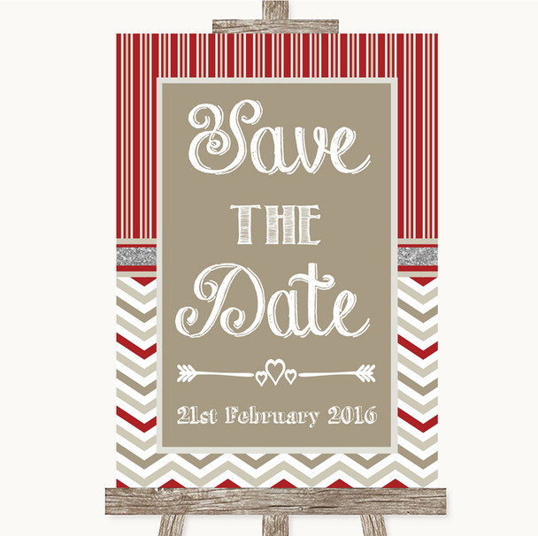 Red & Grey Winter Save The Date Personalized Wedding Sign