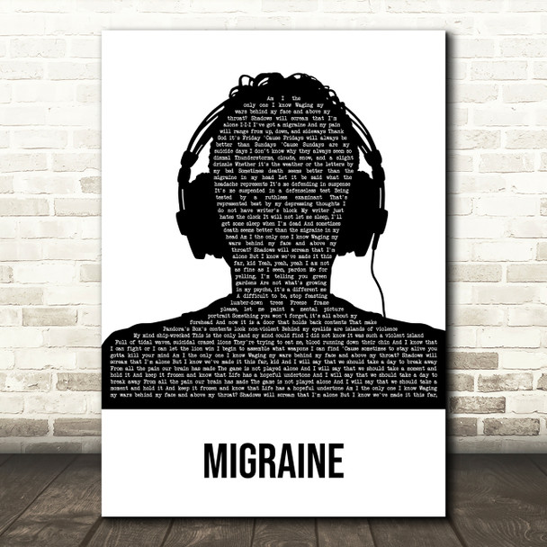 Twenty One Pilots Migraine Multicolour Man Headphones Song Lyric Wall Art Print