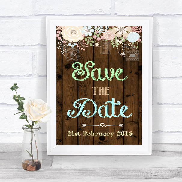 Rustic Floral Wood Save The Date Personalized Wedding Sign