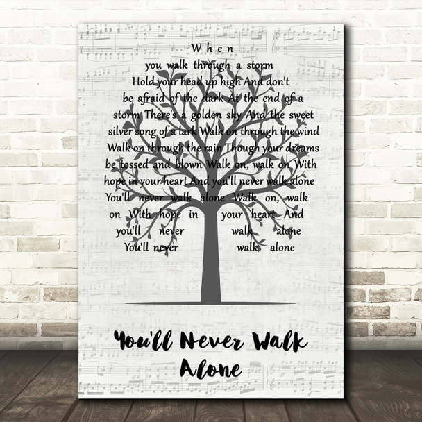 Gerry And The Pacemakers You'll Never Walk Alone Music Script Tree Song Lyric Wall Art Print