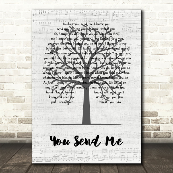 Sam Cooke You Send Me Music Script Tree Song Lyric Wall Art Print