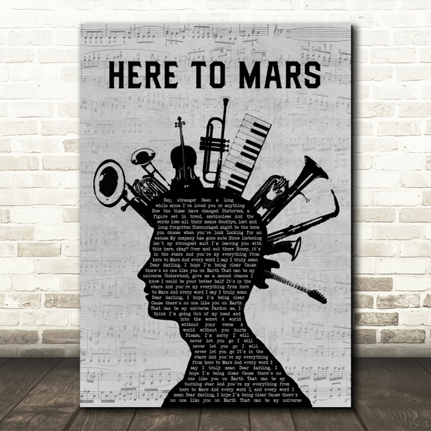 Coheed And Cambria Here To Mars Musical Instrument Mohawk Song Lyric Wall Art Print