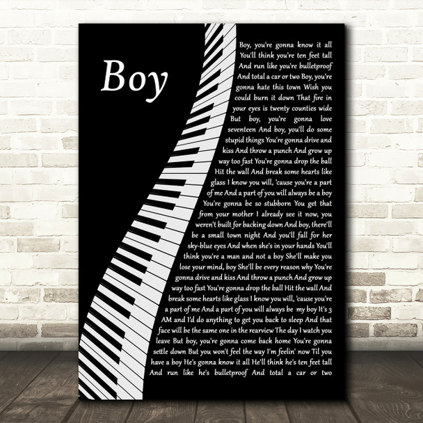 Lee Brice Boy Piano Song Lyric Wall Art Print