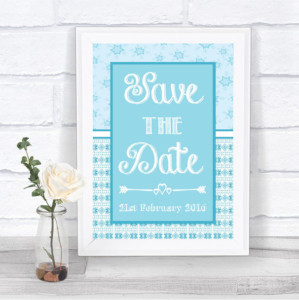 Winter Blue Save The Date Personalized Wedding Sign