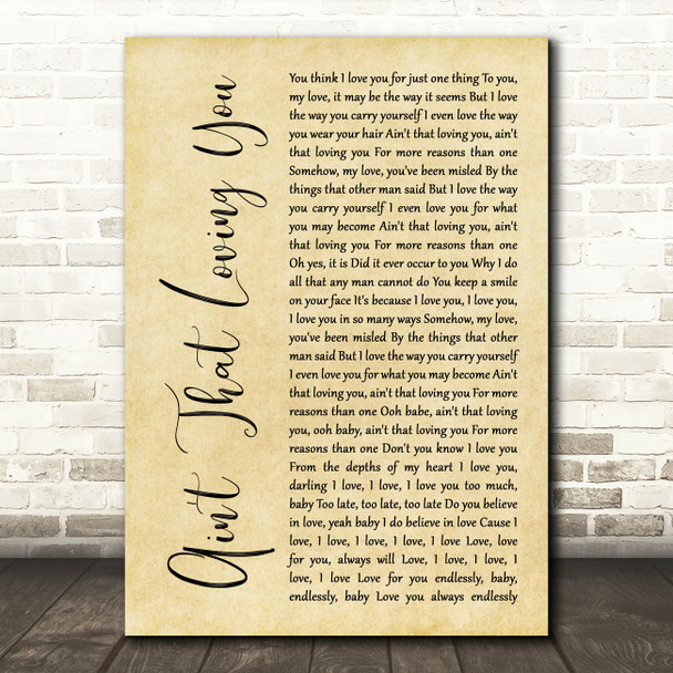 Beres Hammond & U Roy Ain't That Loving You Rustic Script Song Lyric Wall Art Print