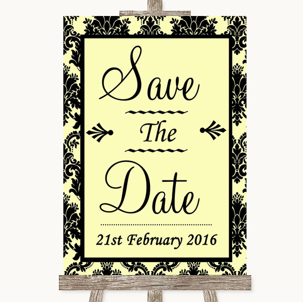 Yellow Damask Save The Date Personalized Wedding Sign